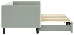 Sofá-cama com gavetão 80x200 cm veludo cinzento-claro