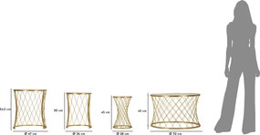 CONJUNTO DE 4 MESAS NOAH DOURADO Ø 70X45-47X54,5-36x50-28x45 CM