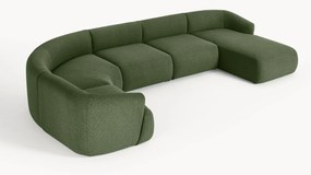 Sofá de canto comprido modular XL em bouclé Sofia