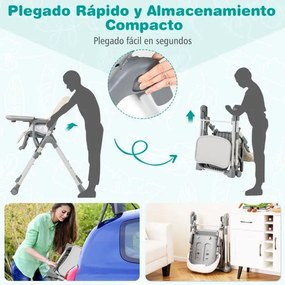 Cadeira alta Refeição dobrável para bebés e crianças pequenas ajustável com apoio para os pés Almofada de assento em PU fácil de limpar Bege