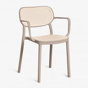 Pack De 4 Cadeiras De Jardim Empilháveis Com Apoios De Braços Em Polipropileno Omara Moka Brown - Sklum