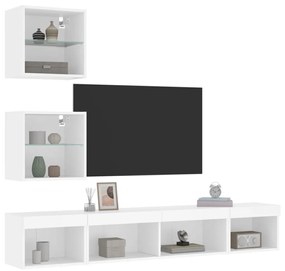 vidaXL 5pcs móveis de parede p/ TV c/ LEDs derivados de madeira branco