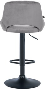 Banco alto Milet em veludo com estrutura preta 85-106 x 47 x 48 cm Cinzento