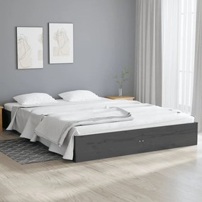vidaXL Estrutura de cama 140x190 cm madeira maciça cinzento