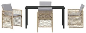 Conjunto de Jantar de Jardim VidaXL 5 Peças com Almofadas Bege Poli Ra