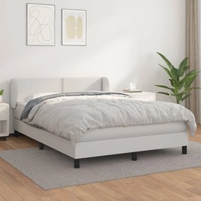vidaXL Cama com molas/colchão 140x200 cm couro artificial branco