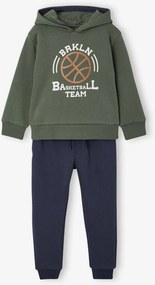 Conjunto de desporto com capuz para menino verde-salva