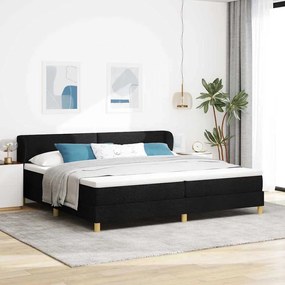 vidaXL Cama Box com colchão com cabeceira Preto 200 x 200 cm tecido