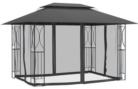Gazebo com paredes laterais 400x300x270 cm aço antracite