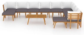 12 pcs conjunto lounge de jardim com almofadões acácia maciça