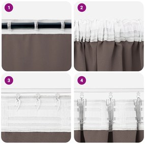Cortinas opacas 2 pcs Castanho escuro 245 x 140 cm Poliéster