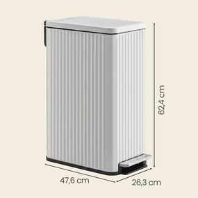 Caixote do lixo de cozinha de 50 L, caixote do lixo com pedal e tampa com fecho suave Branco