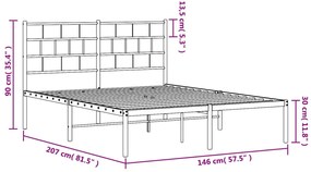 Estrutura de cama com cabeceira 140x200 cm metal branco