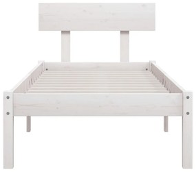 Estrutura de cama solteiro UK 90x190 cm pinho maciço branco