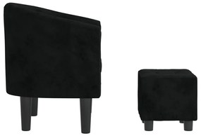 Poltrona com apoio de pés veludo preto