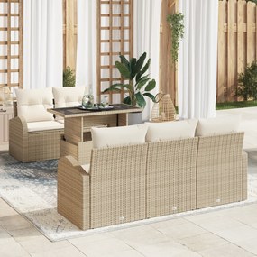 Conjunto de Sofás de Jardim vidaXL de 6 Peças com Almofadas Bege Vime