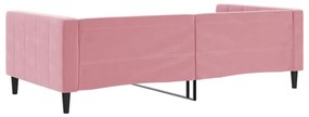 Sofá-cama 100x200 cm veludo rosa