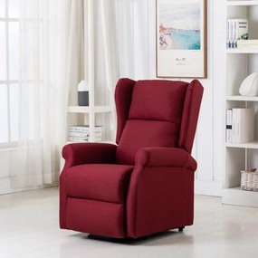 vidaXL Poltrona elevatória tecido vermelho tinto