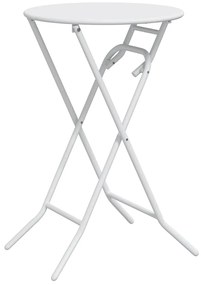 Mesa de Jardim Dobrável Branca Ø50x72 cm Aço