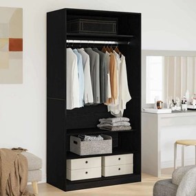 vidaXL Armário de Carvalho Preto 100 x 50 x 200 cm - Feito de madeira engenheirada
