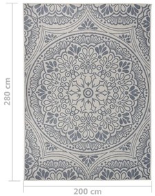 Tapete de tecido plano para exterior 200x280 cm padrão azul