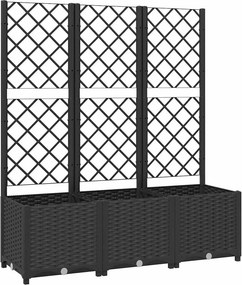318273 vidaXL Vaso de jardim com treliça preto 120x40x136 cm PP
