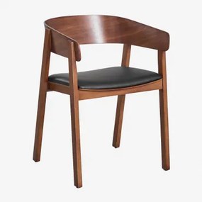 Pacote Com 2 Cadeiras De Jantar De Madeira Olsen Madeira Escura & Couro Sintético Preto - Sklum