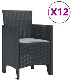 Conjunto de Jantar para Jardim com Almofadas 13 pcs Antracite