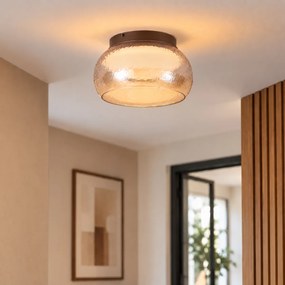 Candeeiro de Teto Art Deco Castanho com Vidro Âmbar Incl. LED Regulável em 3 Níveis - Thimble