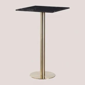 Mesa Alta De Bar Quadrada 60x60 Cm Em Mármore Cosmopolitan Mármore Negro Marquina & Ouro Champagne - Sklum