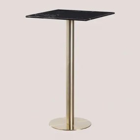 Mesa Alta De Bar Quadrada 60x60 Cm Em Mármore Cosmopolitan Mármore Nero Marquina & Ouro Champagne - Sklum