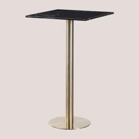 Mesa Alta De Bar Quadrada 60x60 Cm Em Mármore Cosmopolitan Mármore Preto & Ouro Champagne - Sklum