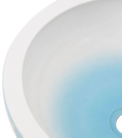 Pia de bancada redonda Φ41x14 cm cerâmica azul e branco