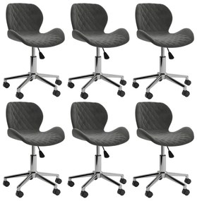 vidaXL Cadeiras de jantar giratórias 6 pcs veludo cinzento-escuro