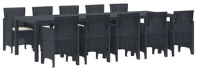 vidaXL Conjunto de Jantar para Jardim 11 pcs Antracita e Creme