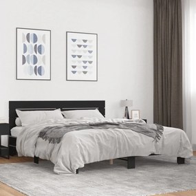 Estrutura de cama 200x200 cm derivados de madeira/metal preto