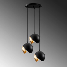 Candeeiro de Teto Berceste – Preto e Dourado – 40 cm de Diâmetro