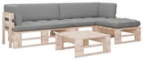 vidaXL 4 pcs conj. lounge paletes c/ almofadões pinho impregnado