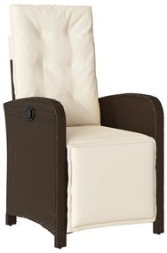 9 pcs conjunto jantar p/ jardim c/ almofadões vime PE castanho