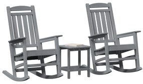 Conjunto de 3 Peças de Lounges de Jardim vidaXL Cinza Claro HDPE