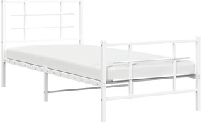 Estrutura de cama com cabeceira e pés 90x200 cm metal branco