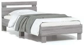 vidaXL Estrutura de cama c/ cabeceira deriv. madeira cinzento sonoma