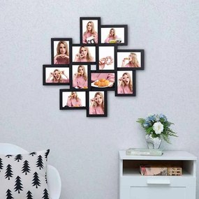 Moldura para colagem de 12 fotografias 10 x 15 cm preto