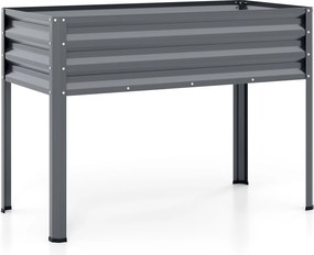 Floreira Elevada de Metal 112 x 55 x 81 cm com Revestimento Eletroforético e Drenagem para Legumes, Flores e Frutas - Cinzenta