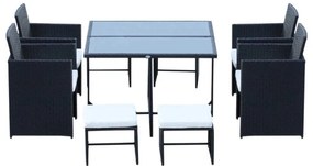 Conjunto de Refeição Dalas - 4 Cadeiras, 4 Bancos e 1 Mesa