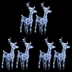 vidaXL Renas de Natal 6 pcs 240 luzes LED acrílico branco frio