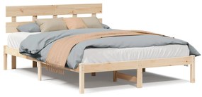 Estrado de Cama com Cabeceira 160x200 cm Madeira Sólida Pinho