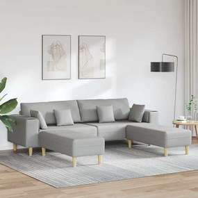 vidaXL Sofá de Tecido com almofada Cinza Nuvem 208 cm tecido