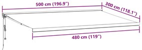 Toldo retrátil 5x3 m tecido e alumínio antracite e branco