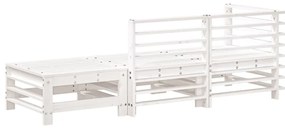 3 pcs conjunto lounge de jardim madeira de pinho maciça branco